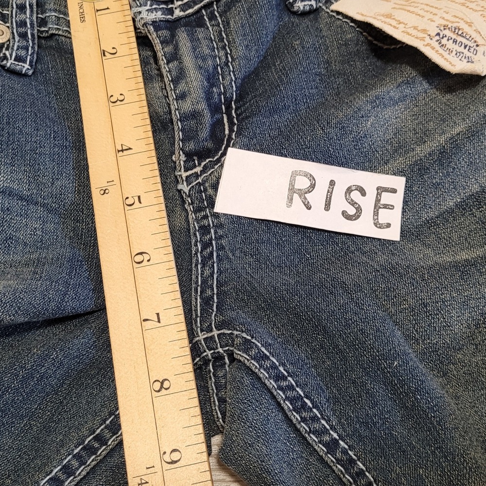 đź‘–NWT Seven 7 Jeans Women 28 Medium Wash Flare Faded Whiskering 31x35 Stretch - Picture 14 of 16